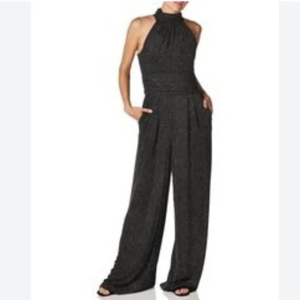 NEW Eliza J Black  High Neck Halter Sleeveless Wide leg Jumpsuit